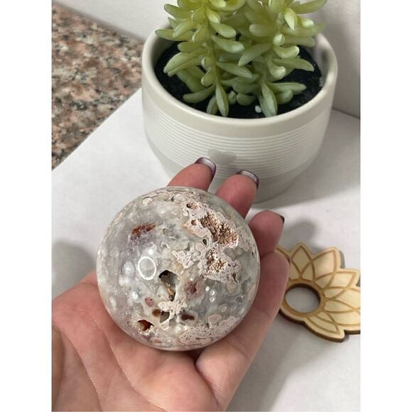 Pink Flower Agate Sphere - Picture 4 of 5